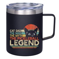 Pickle Ball Player Cat Dad Man Myth Pickleball Legend 12oz Stainless Steel Coffee Mug