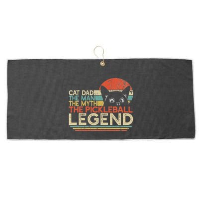 Pickle Ball Player Cat Dad Man Myth Pickleball Legend Large Microfiber Waffle Golf Towel