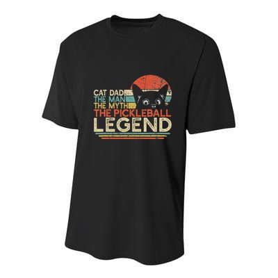 Pickle Ball Player Cat Dad Man Myth Pickleball Legend Youth Performance Sprint T-Shirt