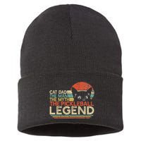 Pickle Ball Player Cat Dad Man Myth Pickleball Legend Sustainable Knit Beanie