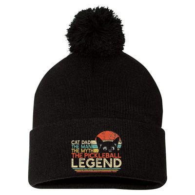 Pickle Ball Player Cat Dad Man Myth Pickleball Legend Pom Pom 12in Knit Beanie
