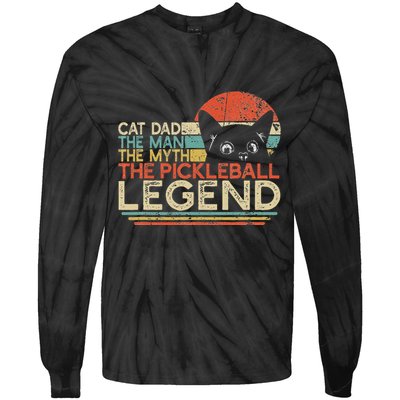 Pickle Ball Player Cat Dad Man Myth Pickleball Legend Tie-Dye Long Sleeve Shirt