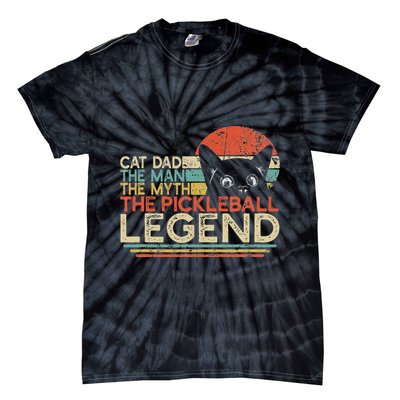 Pickle Ball Player Cat Dad Man Myth Pickleball Legend Tie-Dye T-Shirt
