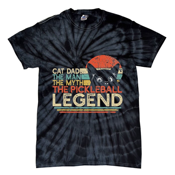 Pickle Ball Player Cat Dad Man Myth Pickleball Legend Tie-Dye T-Shirt