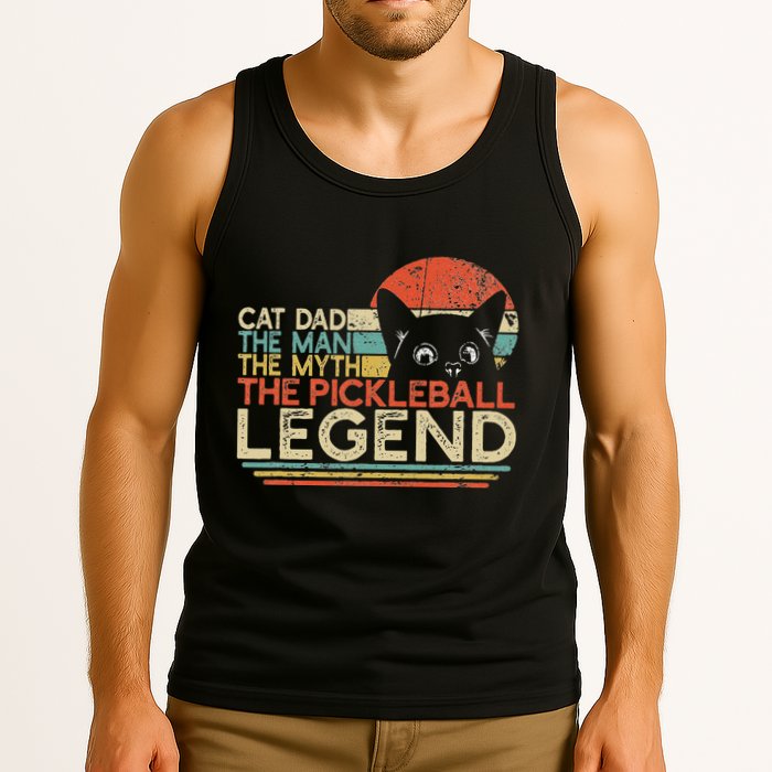 Pickle Ball Player Cat Dad Man Myth Pickleball Legend Tank Top