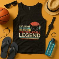 Pickle Ball Player Cat Dad Man Myth Pickleball Legend Tank Top