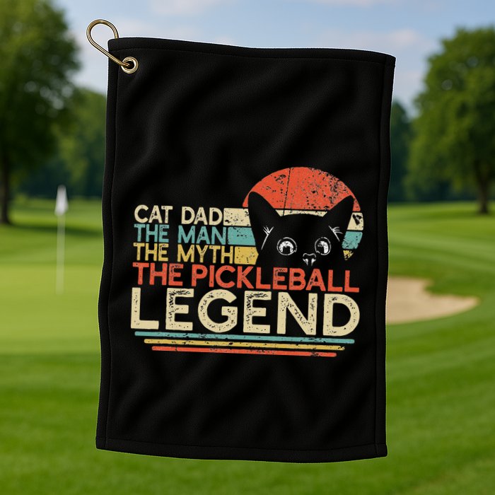 Pickle Ball Player Cat Dad Man Myth Pickleball Legend Golf Towel
