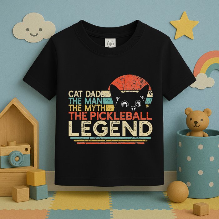 Pickle Ball Player Cat Dad Man Myth Pickleball Legend Toddler T-Shirt