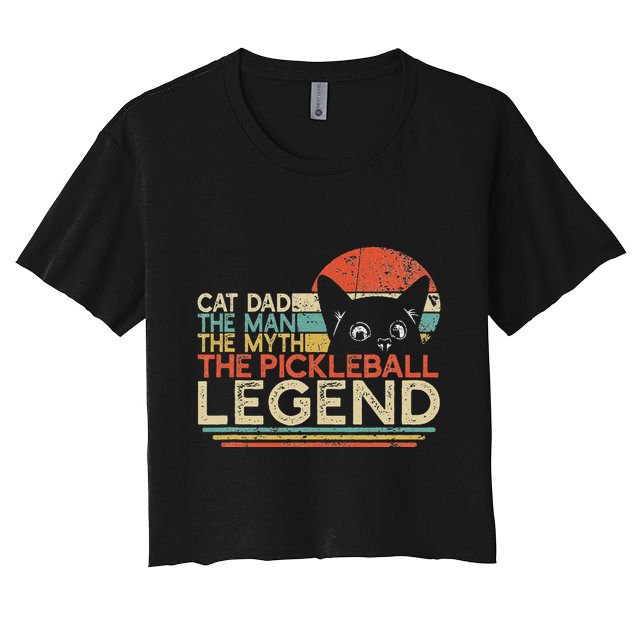Pickle Ball Player Cat Dad Man Myth Pickleball Legend Crop Top