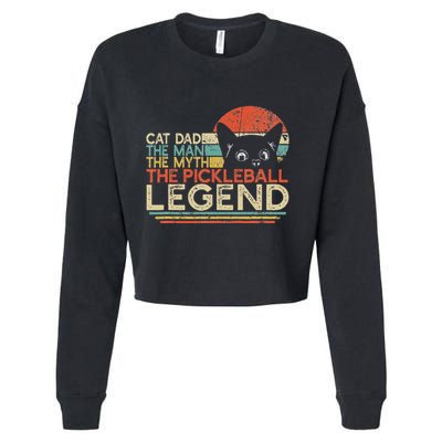 Pickle Ball Player Cat Dad Man Myth Pickleball Legend Cropped Pullover Crew