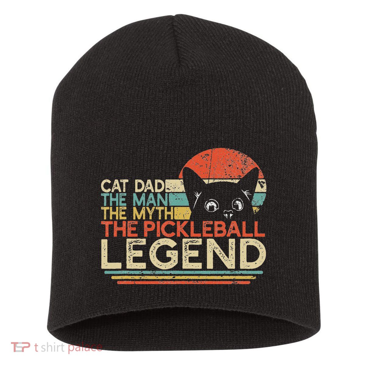 Pickle Ball Player Cat Dad Man Myth Pickleball Legend Short Acrylic Beanie