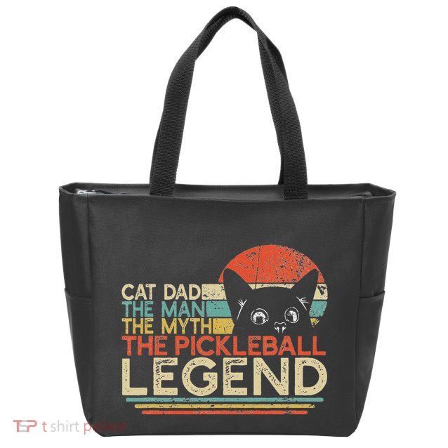 Pickle Ball Player Cat Dad Man Myth Pickleball Legend Zip Tote Bag