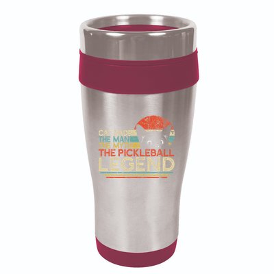 Pickle Ball Player Cat Dad Man Myth Pickleball Legend 16oz Travel Tumbler