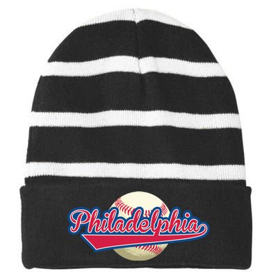 Philadelphia Baseball Striped Beanie with Solid Band