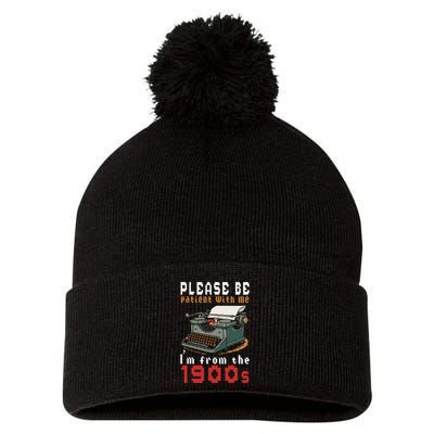 Please Be Patient With Me IM From The 1900 Retro Typewriter Pom Pom 12in Knit Beanie