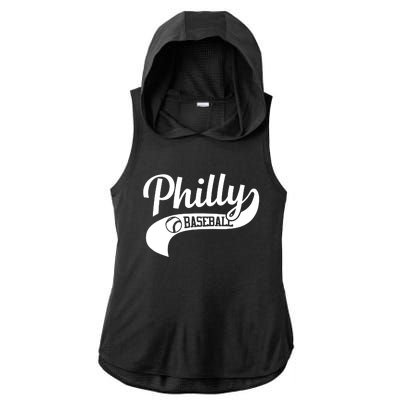 Philly Baseball Player Ladies PosiCharge Tri-Blend Wicking Draft Hoodie Tank