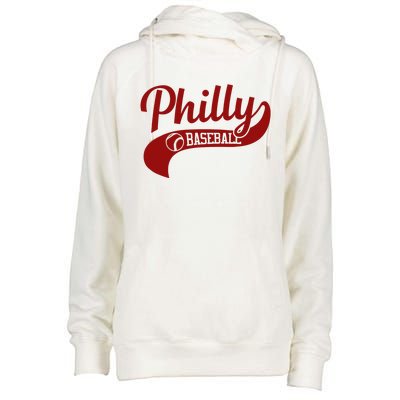 Philly Baseball Player Womens Funnel Neck Pullover Hood