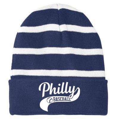 Philly Baseball Player Striped Beanie with Solid Band