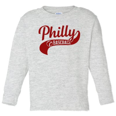 Philly Baseball Player Toddler Long Sleeve Shirt