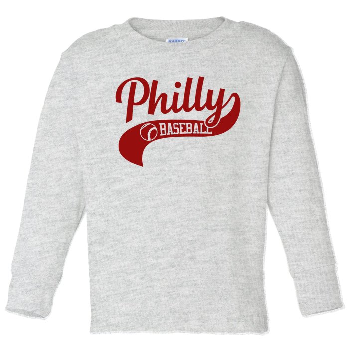 Philly Baseball Player Toddler Long Sleeve Shirt