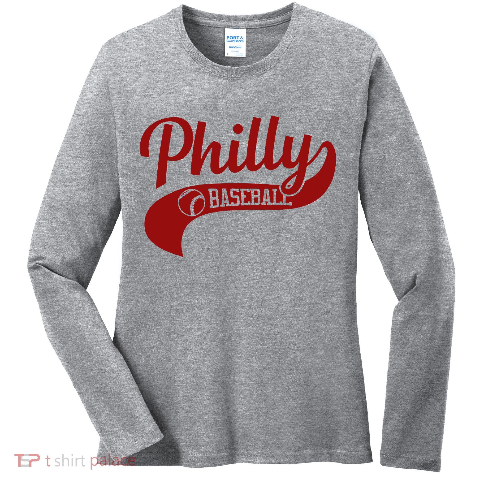 Philly Baseball Player Ladies Long Sleeve Shirt