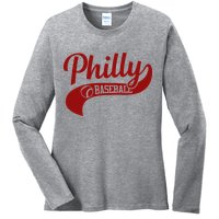 Philly Baseball Player Ladies Long Sleeve Shirt