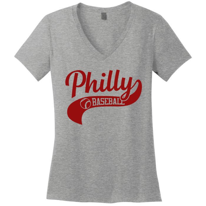 Philly Baseball Player Women's V-Neck T-Shirt