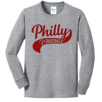 Philly Baseball Player Kids Long Sleeve Shirt