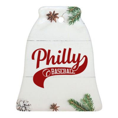 Philly Baseball Player Ceramic Bell Ornament