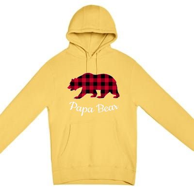 Papa Bear Pajama Red Buffalo Plaid Gift Premium Pullover Hoodie