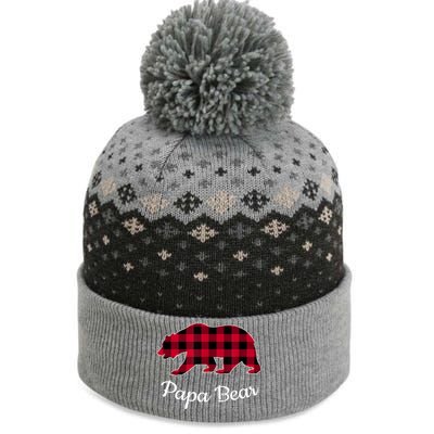 Papa Bear Pajama Red Buffalo Plaid Gift The Baniff Cuffed Pom Beanie