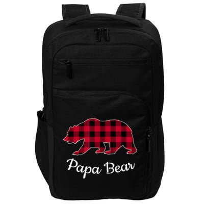 Papa Bear Pajama Red Buffalo Plaid Gift Impact Tech Backpack