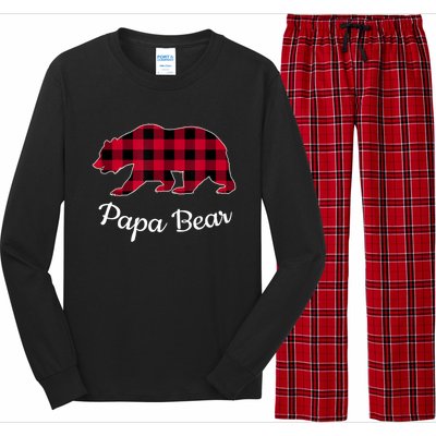 Papa Bear Pajama Red Buffalo Plaid Gift Long Sleeve Pajama Set