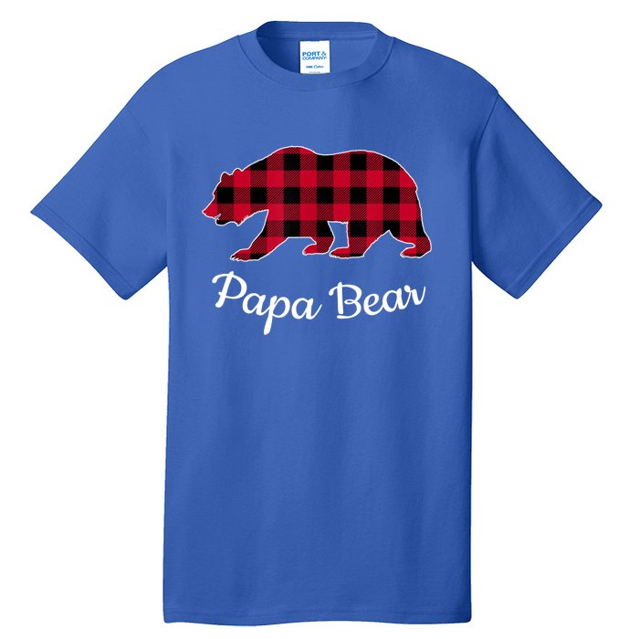 Papa Bear Pajama Red Buffalo Plaid Gift Tall T-Shirt