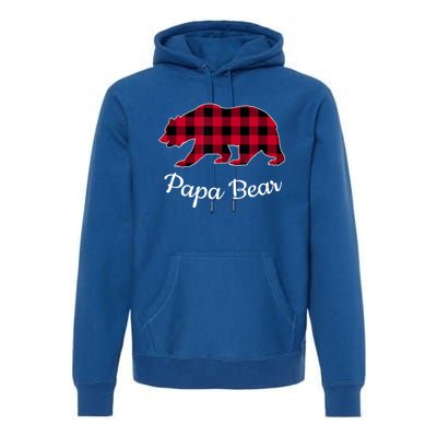 Papa Bear Pajama Red Buffalo Plaid Gift Premium Hoodie