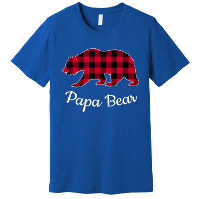 Papa Bear Pajama Red Buffalo Plaid Gift Premium T-Shirt