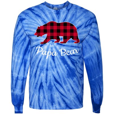 Papa Bear Pajama Red Buffalo Plaid Gift Tie-Dye Long Sleeve Shirt