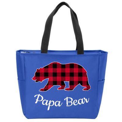 Papa Bear Pajama Red Buffalo Plaid Gift Zip Tote Bag