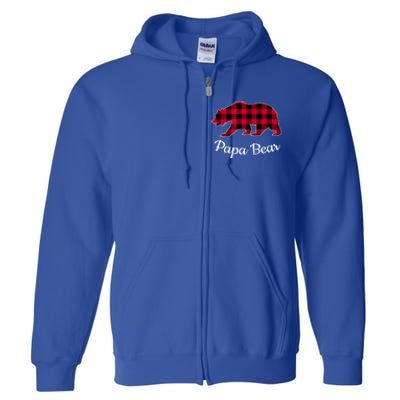 Papa Bear Pajama Red Buffalo Plaid Gift Full Zip Hoodie