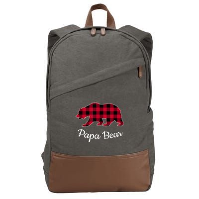 Papa Bear Pajama Red Buffalo Plaid Gift Cotton Canvas Backpack