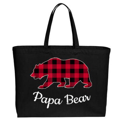 Papa Bear Pajama Red Buffalo Plaid Gift Cotton Canvas Jumbo Tote