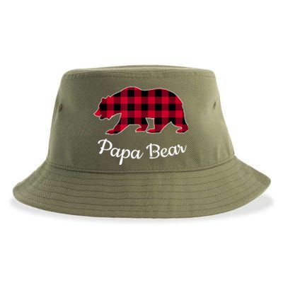 Papa Bear Pajama Red Buffalo Plaid Gift Sustainable Bucket Hat