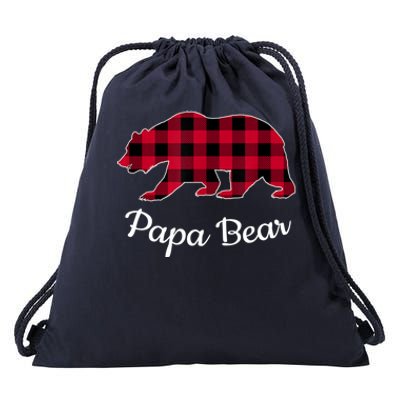 Papa Bear Pajama Red Buffalo Plaid Gift Drawstring Bag