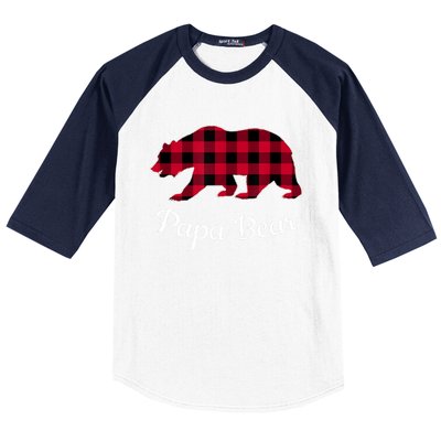 Papa Bear Pajama Red Buffalo Plaid Gift Baseball Sleeve Shirt