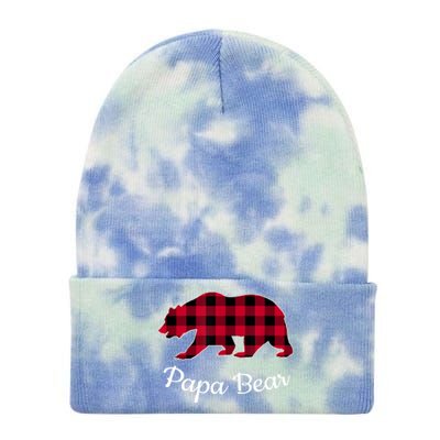 Papa Bear Pajama Red Buffalo Plaid Gift Tie Dye 12in Knit Beanie