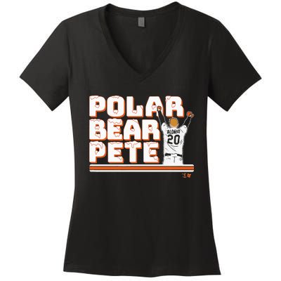 Polar Bear Pete New York Baseball Women's V-Neck T-Shirt