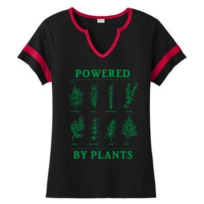 Powered By Plants Vegan Vegetarian Plantmeaningful Giftbased Gift Ladies Halftime Notch Neck Tee