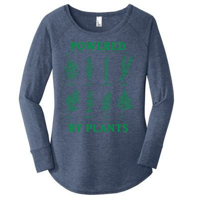 Powered By Plants Vegan Vegetarian Plantmeaningful Giftbased Gift Women's Perfect Tri Tunic Long Sleeve Shirt