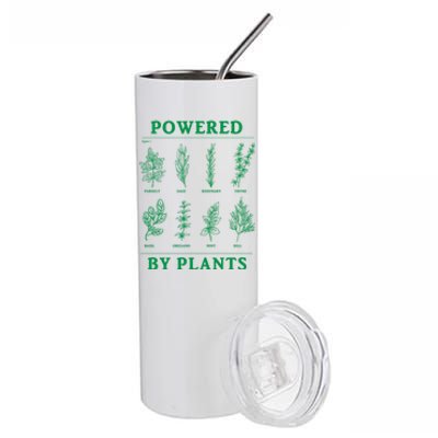 Powered By Plants Vegan Vegetarian Plantmeaningful Giftbased Gift Stainless Steel Tumbler