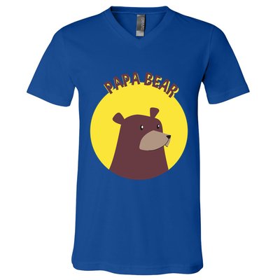 Papa Bear Protective Loving Strong Caring Warm Daddy Gift V-Neck T-Shirt
